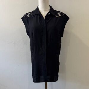 AllSaints Hand-Embellished Silk & Lace Blouse – Size 4 (High-End Designer Piece)